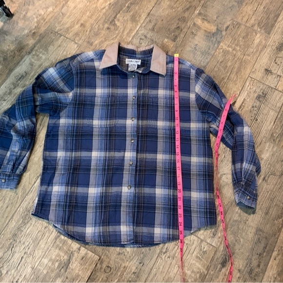 Women’s Cabin Creek blue plaid collared l/s button down flannel shirt size XL - Picture 5 of 5